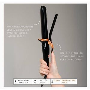 🆕NWT 🖤 1 1/4” Black TITANIUM CURLING IRON 🖤 {designed for international use}🆕